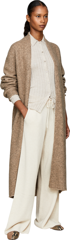 Alpaka-Woll-Strickmantel 'Loft' Beige