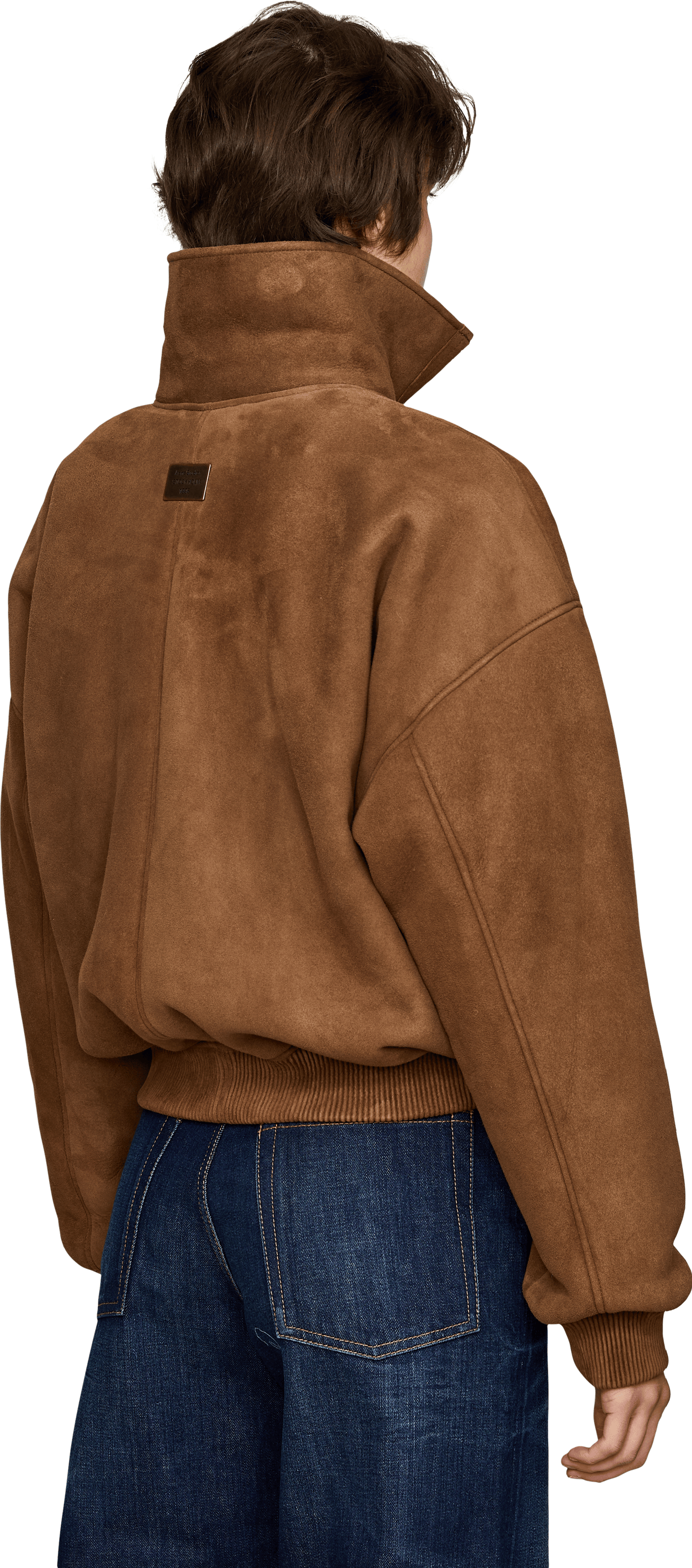 Acne Studios Brown shearling bomber jacket, Back view – UNGER.DE