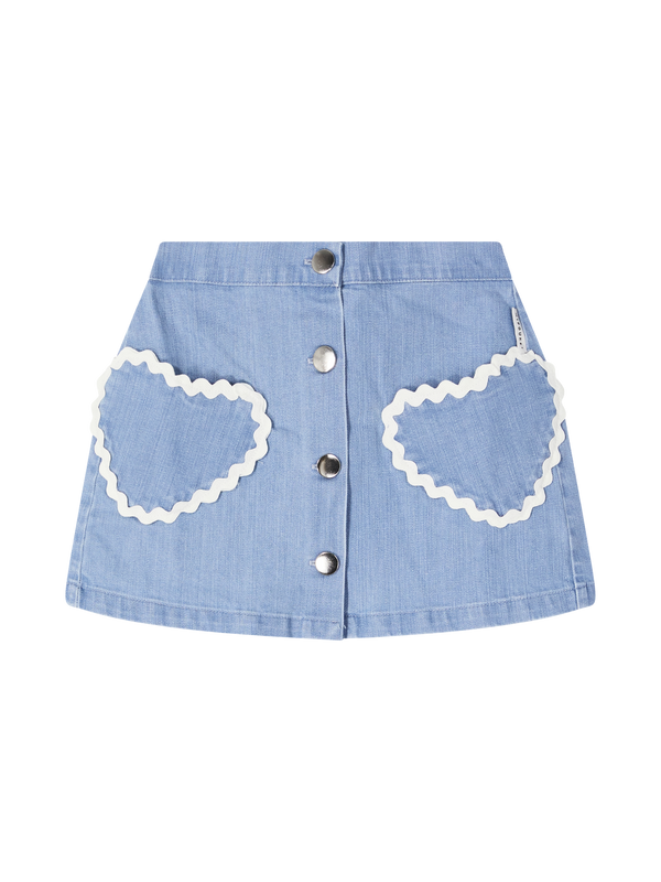 'Louise' skirt with heart-shaped pockets, blue