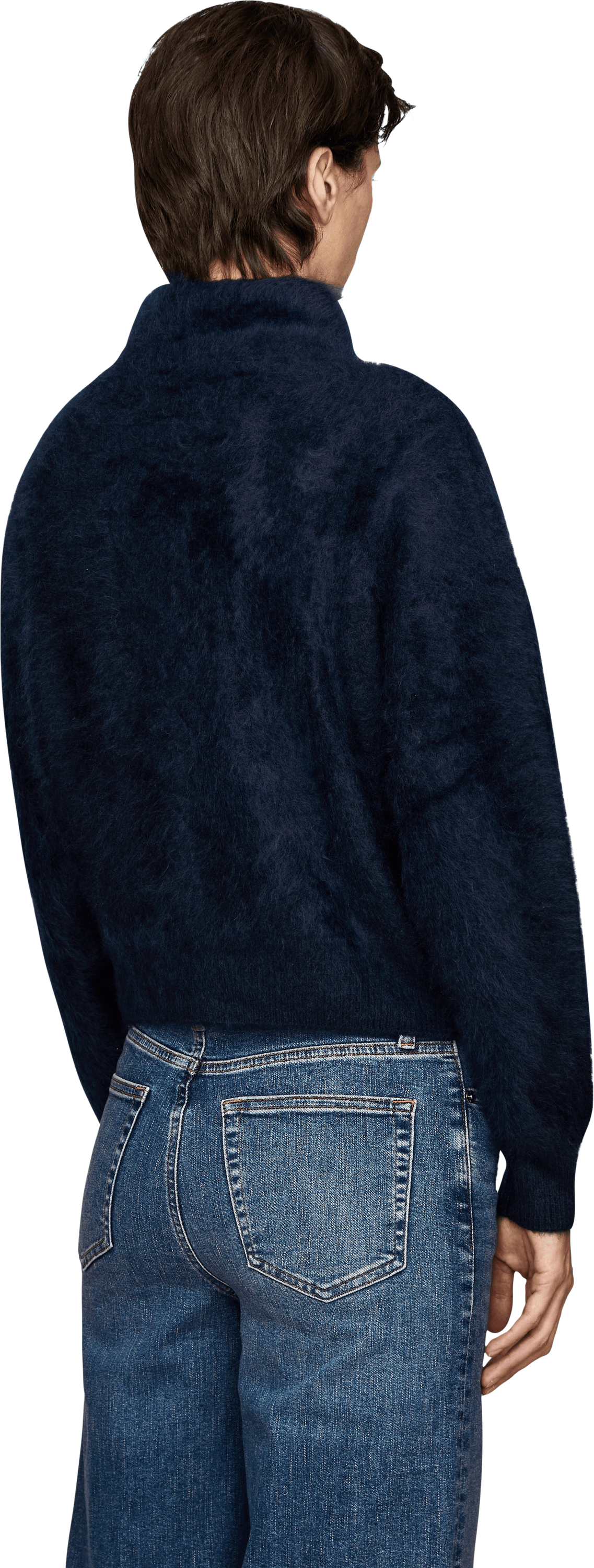 Iris von Arnim 'Dabina Brushed' Navy Cashmere Cardigan, Back view – UNGER.DE