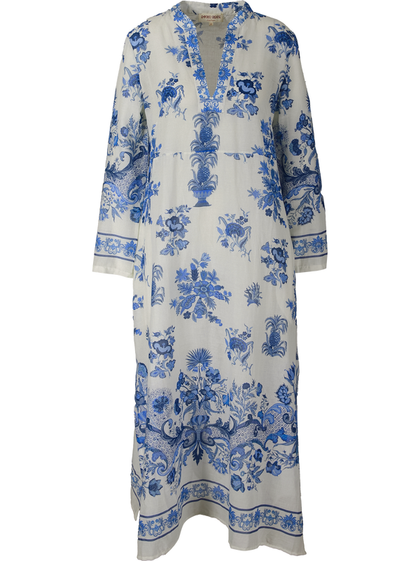 'Giada' kaftan with blue chintz print
