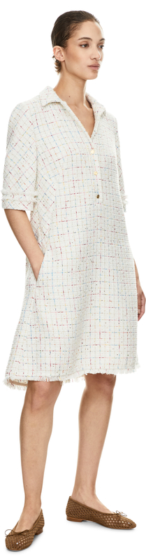Midikleid aus Tweed Crème