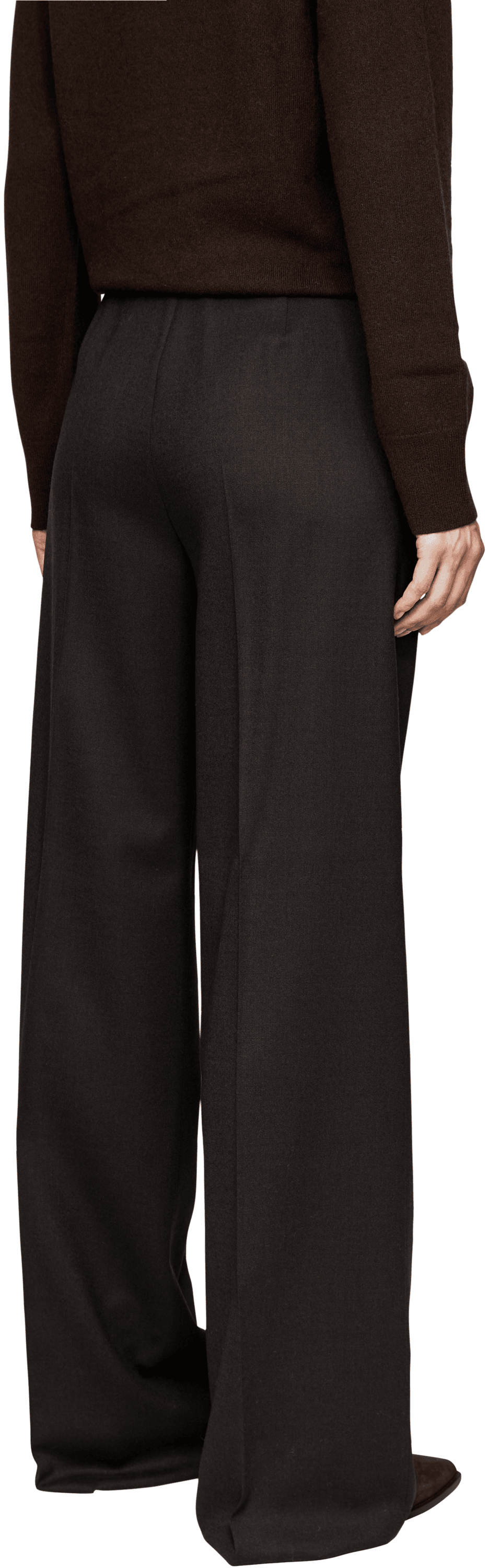 Max Mara Weite Wollhose 'Extra' Dunkelbraun, Rückansicht – UNGER.DE