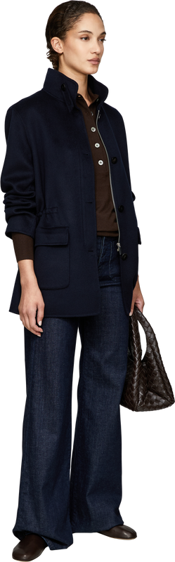 Woll-Cashmere-Seidenpolopullover in Espresso