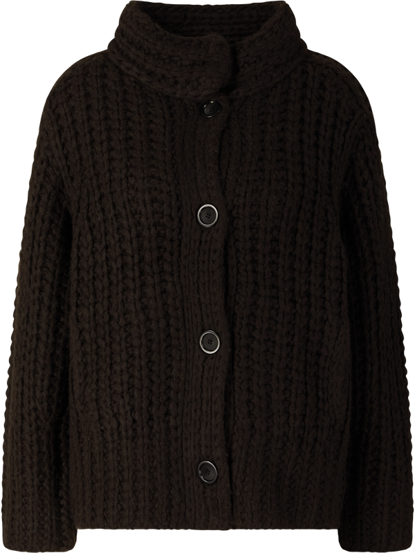 Cashmere-Seidenstrickjacke 'Vigdis Long Handstrick' Schokolade