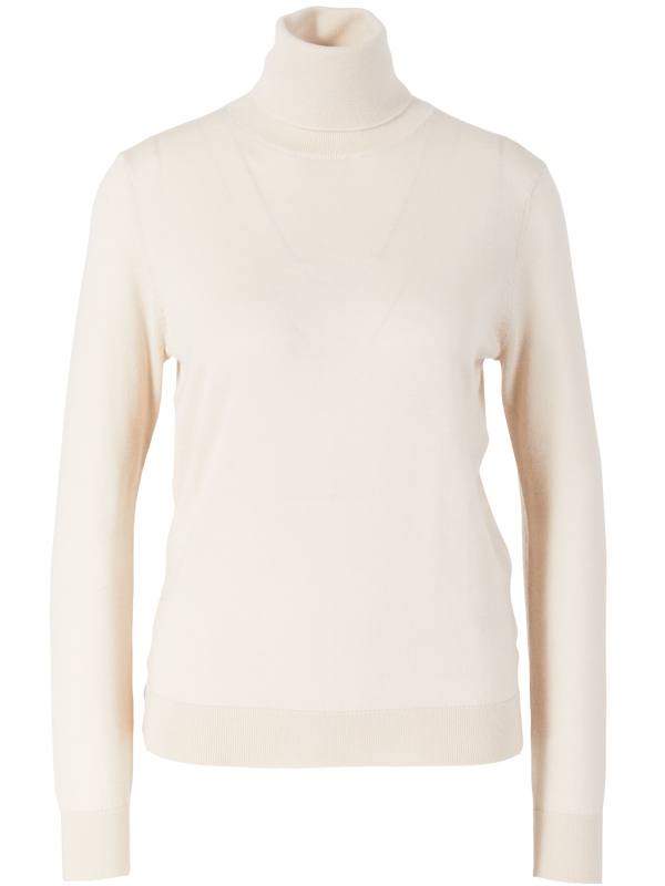 Wool, cashmere and silk jumper with a roll neck in Samoan Sand