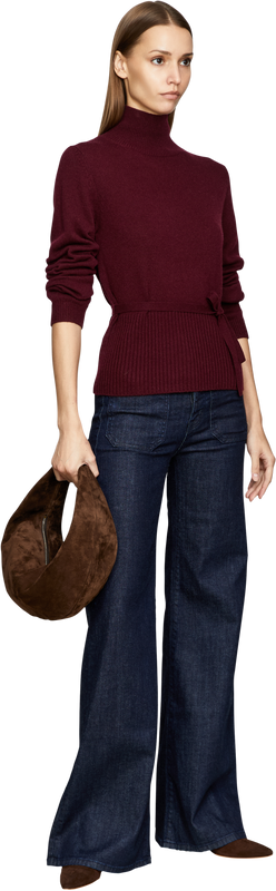 Woll-Cashmere-Pullover mit Stehkragen Bordeaux