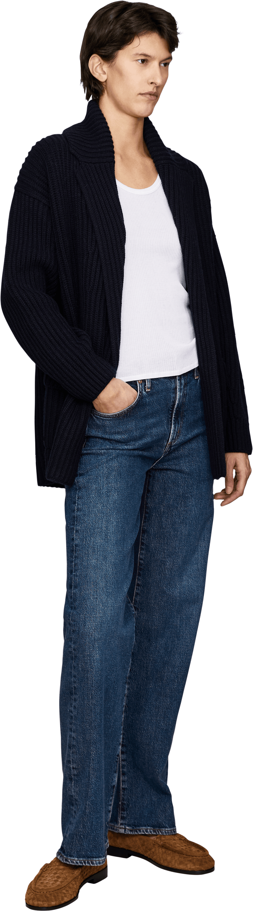 Iris von Arnim 'Panea' Navy Cashmere Cardigan, Modelview – UNGER.DE