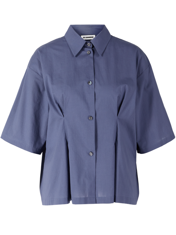 Kurzärmeliges Hemd Mittelblau
