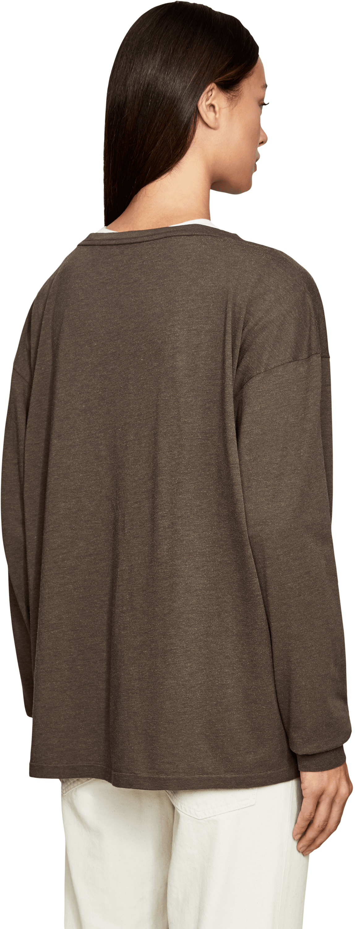 The Row 'Birket' long-sleeved T-shirt, brown, Back view – UNGER.DE