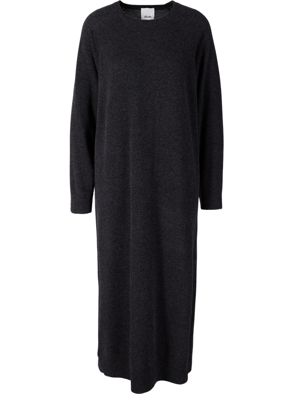 Long-sleeved wool-cashmere knitted dress anthracite