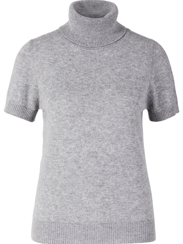 Short-sleeved cashmere roll-neck jumper grey