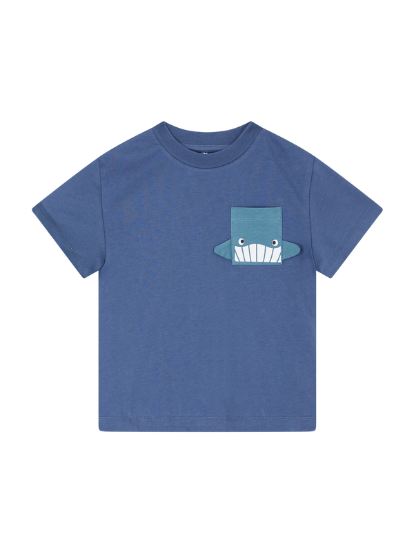 T-Shirt mit Wal-Applikation Blau