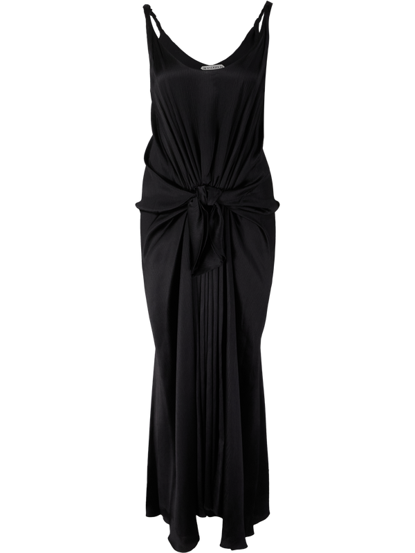 Seidenkleid mit Knoten-Detail Schwarz