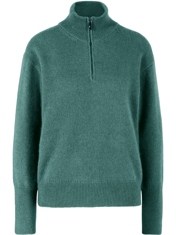 Cashmere-Seidenpullover 'Kalina' mit Troyerkragen Farn