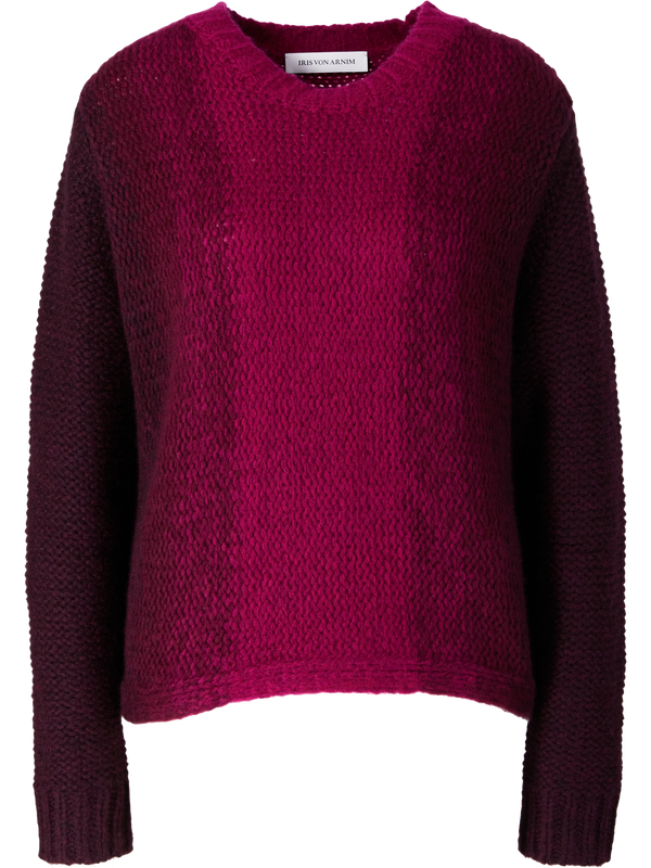 'Jubilea Degradé' cashmere and silk jumper, Burgundy/Ruby