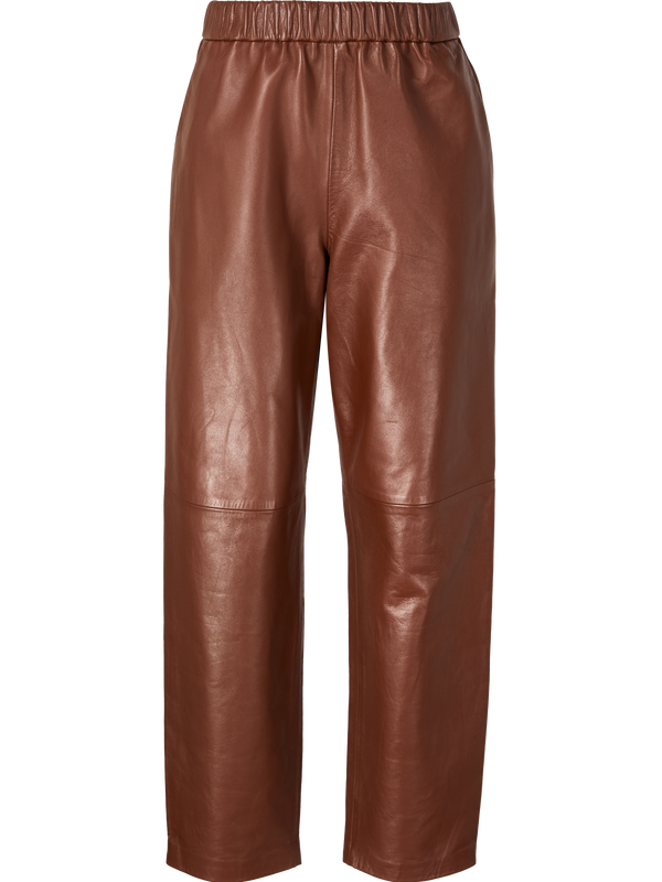Karottenhose aus Nappaleder Braun