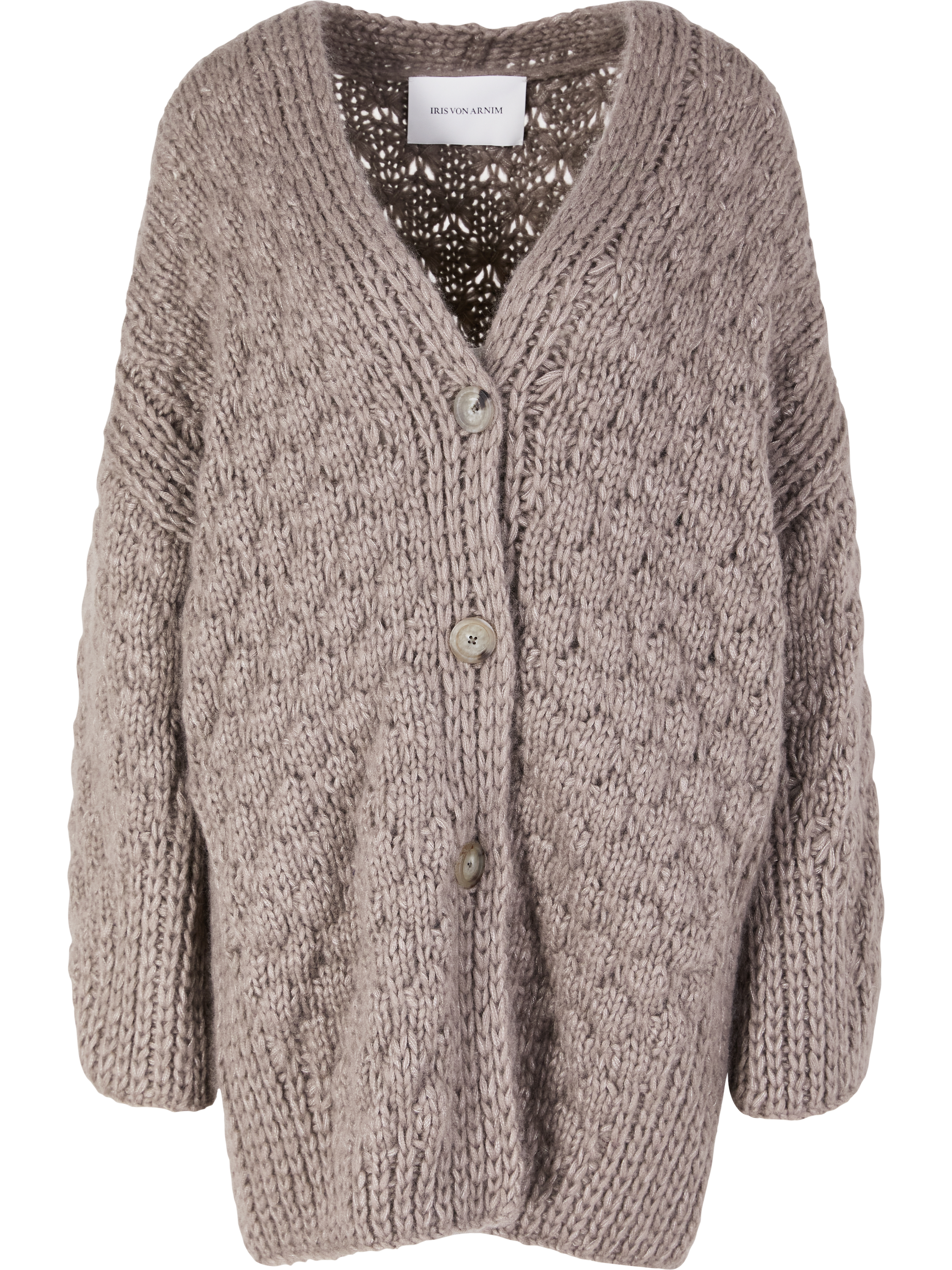 Iris von Arnim 'Loreli Handstrick' cardigan in cashmere and silk, taupe, Product view – UNGER.DE