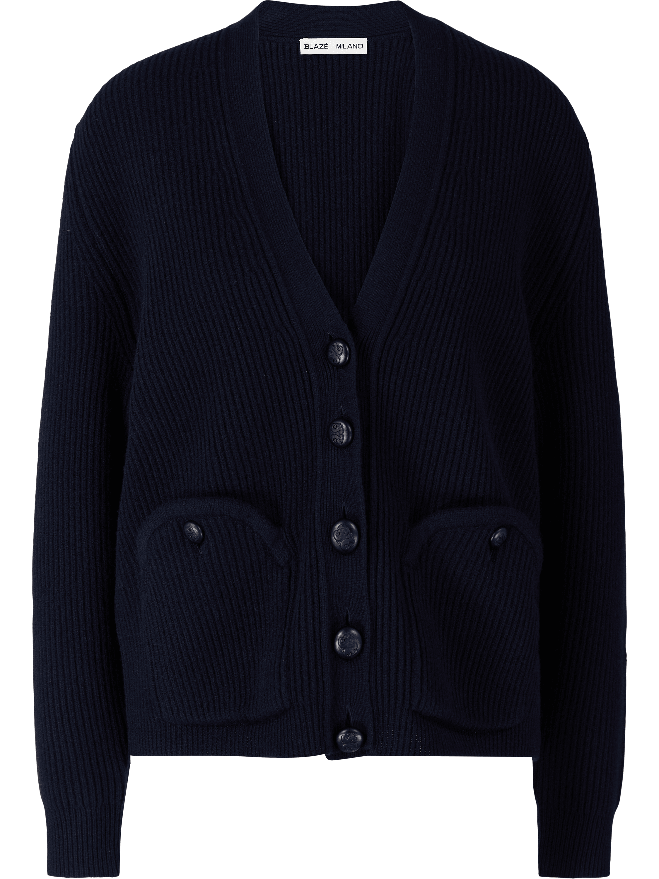 Blazé Milano Woll-Cashmere-Strickjacke 'Highland Uda' Schwarz, Produktansicht – UNGER.DE