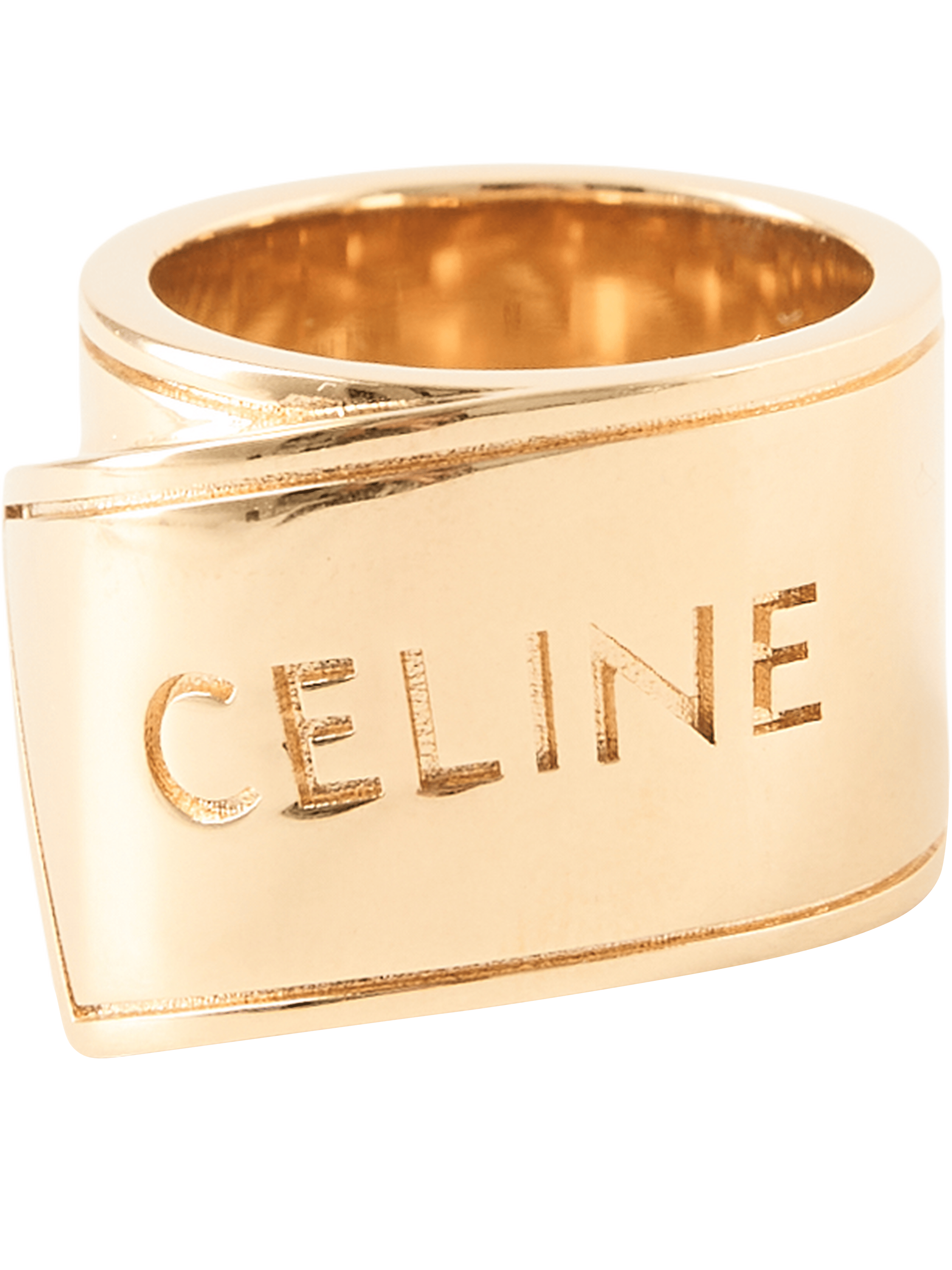 Celine Breiter Ring mit Celine Paris-Gravur Gold, Produktansicht – UNGER.DE