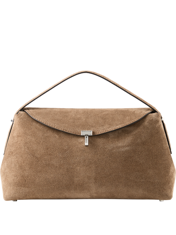 Cowhide suede handbag 'T-Lock' light brown