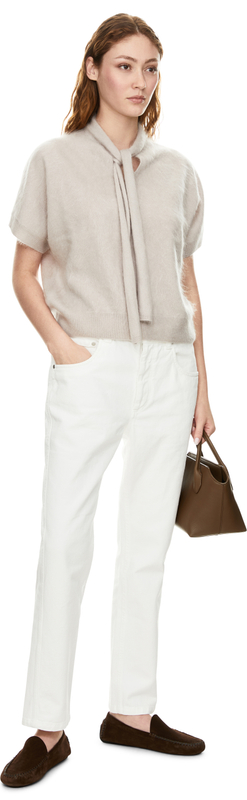 Gebürstetes Cashmere-Top 'Kassie' in Kitt