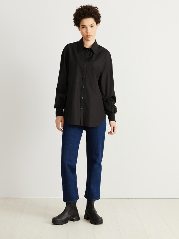 Baumwoll-Popelinehemd Schwarz