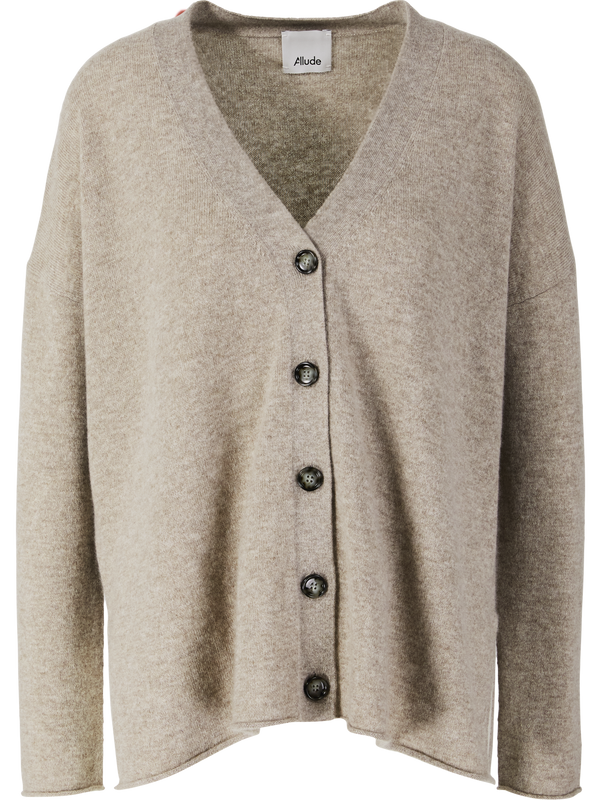 Beige V-neck cashmere cardigan