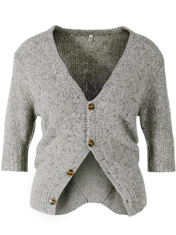 Melierte Cashmere-Strickjacke Grau