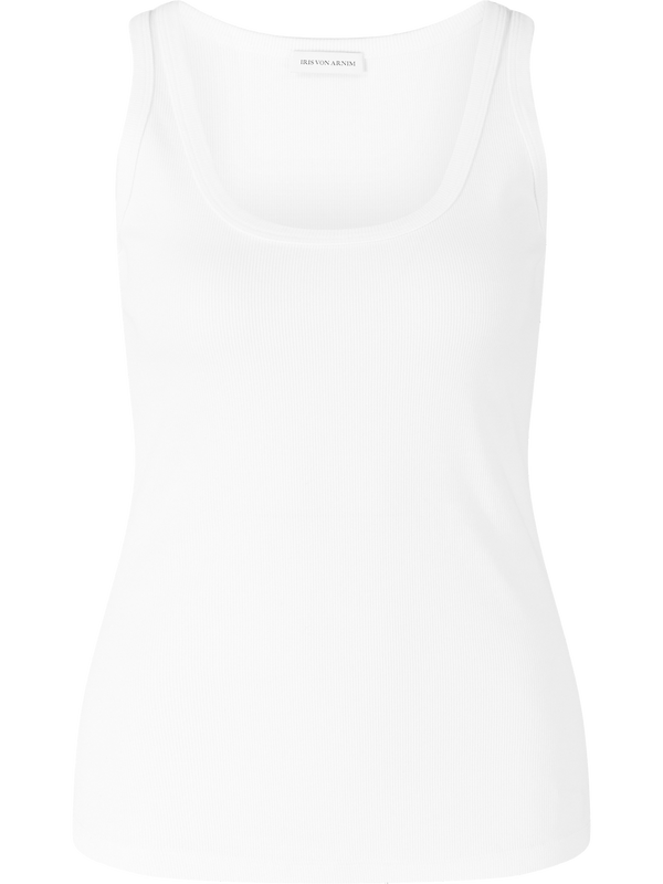 Ribbed top 'Niva' with a round neckline bianco