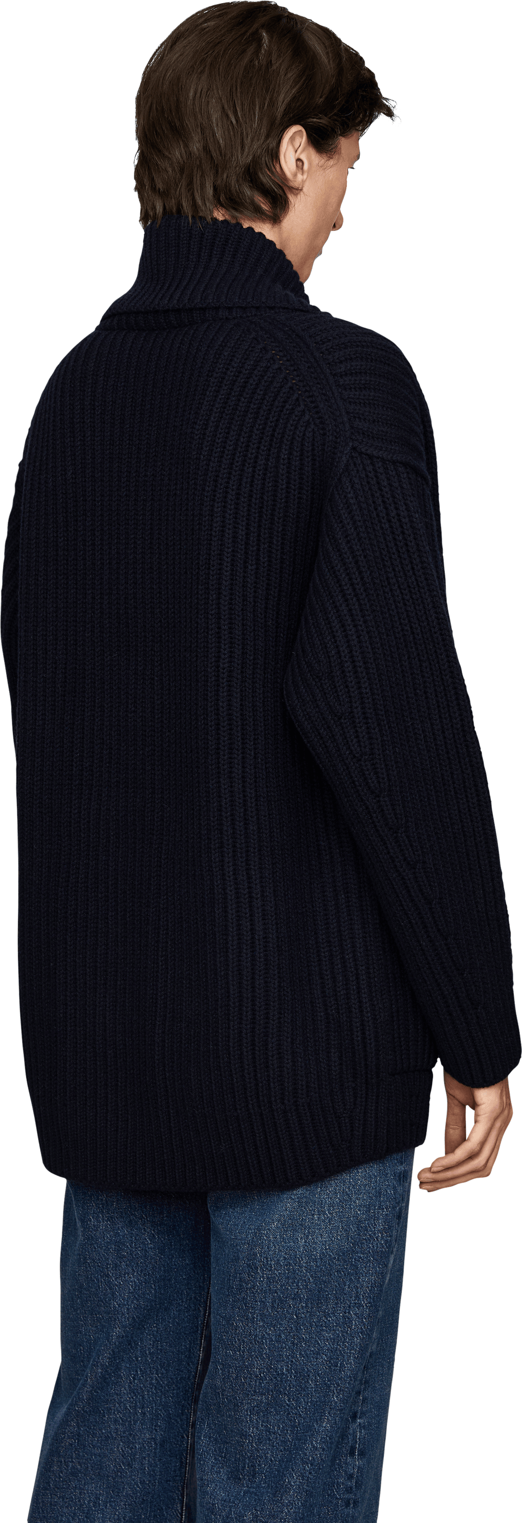 Iris von Arnim 'Panea' Navy Cashmere Cardigan, Back view – UNGER.DE