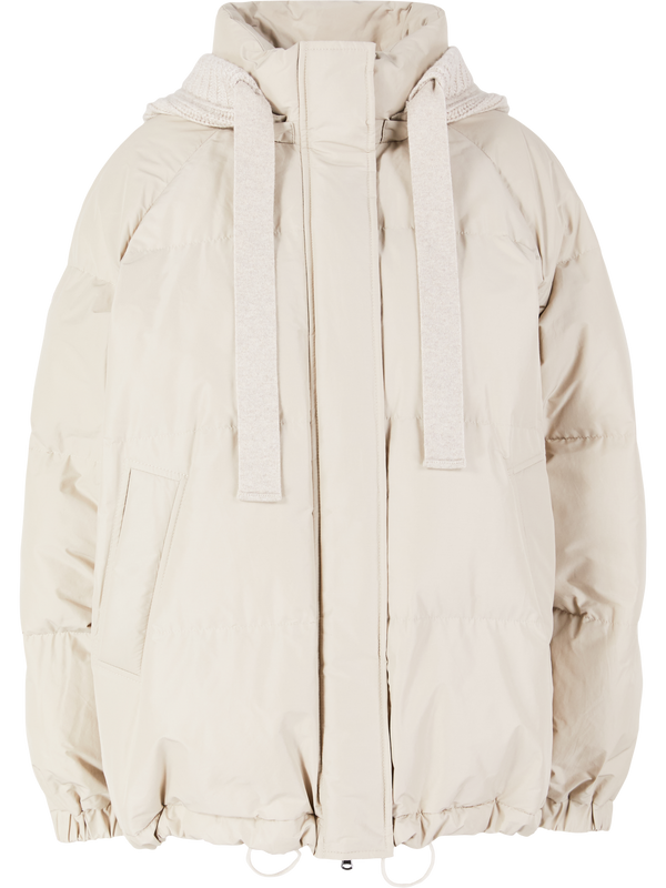 Quilted down jacket with cashmere trim – beige