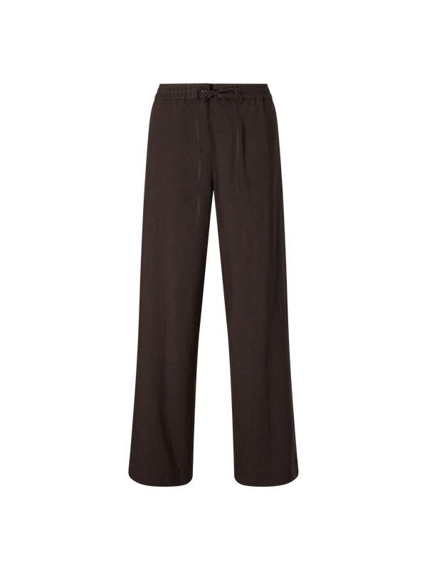 Stoffhose 'Summer Drawstring' aus Leinen Dunkelbraun