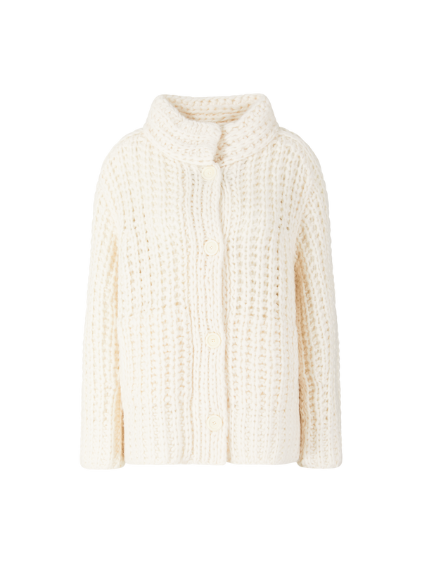 Cashmere-Seidenstrickjacke 'Vigdis Long Handstrick' Ecru