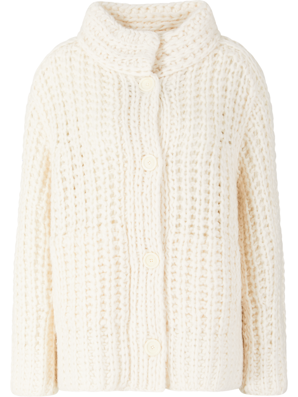 Cashmere-Seidenstrickjacke 'Vigdis Long Handstrick' Ecru