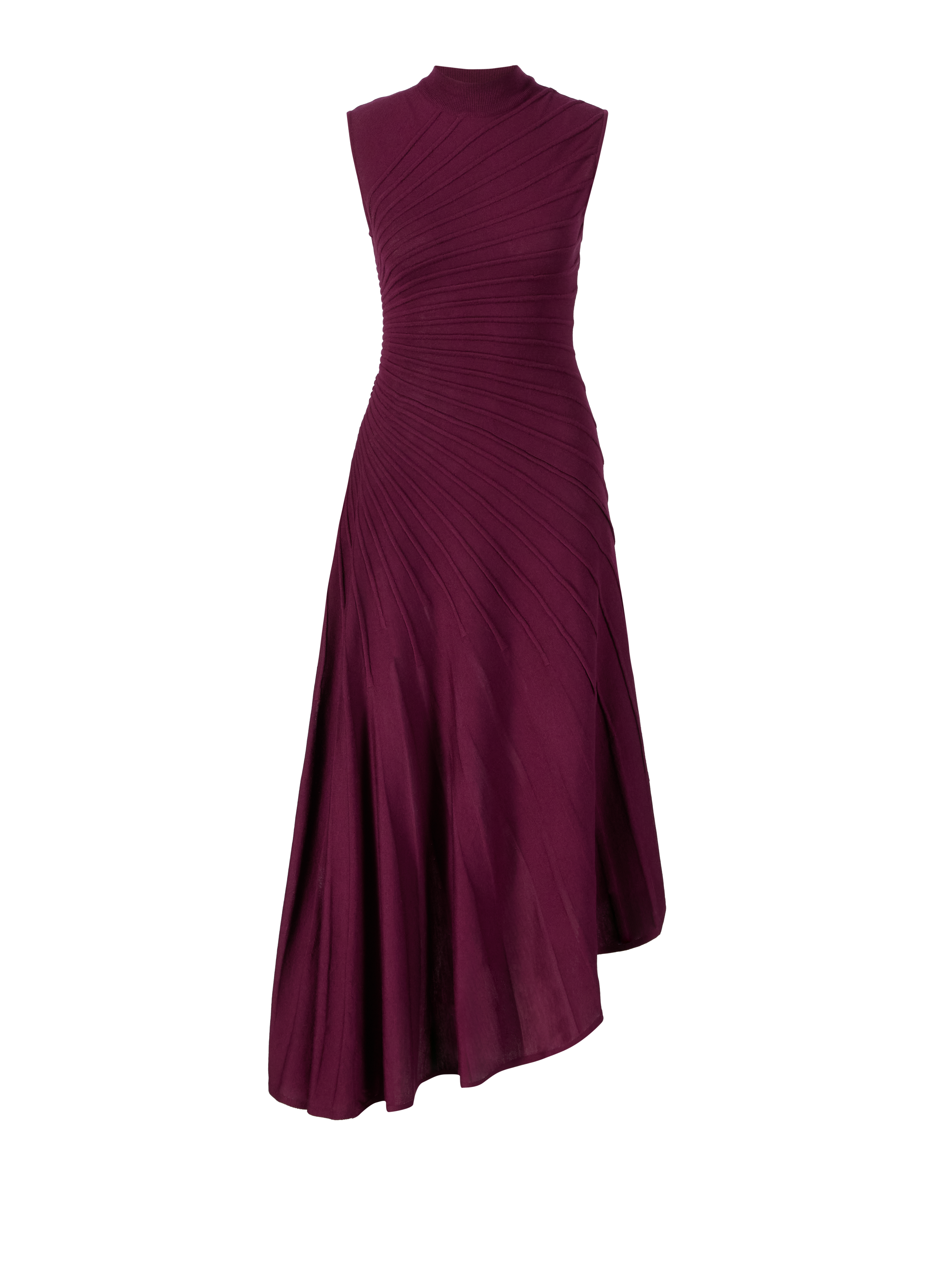 Asymmetric wool dress bordeaux