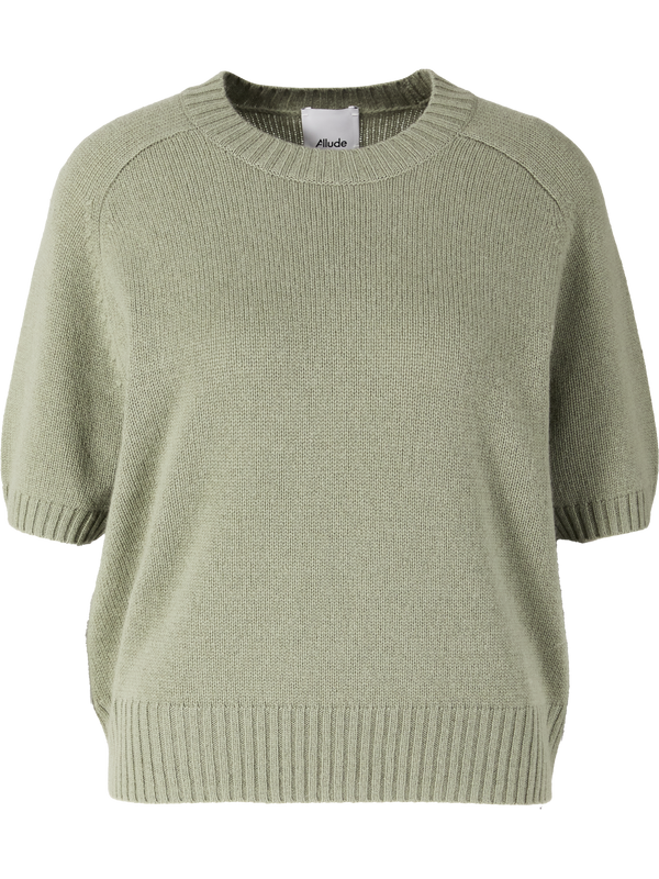 Short-sleeved cashmere crew-neck jumper green