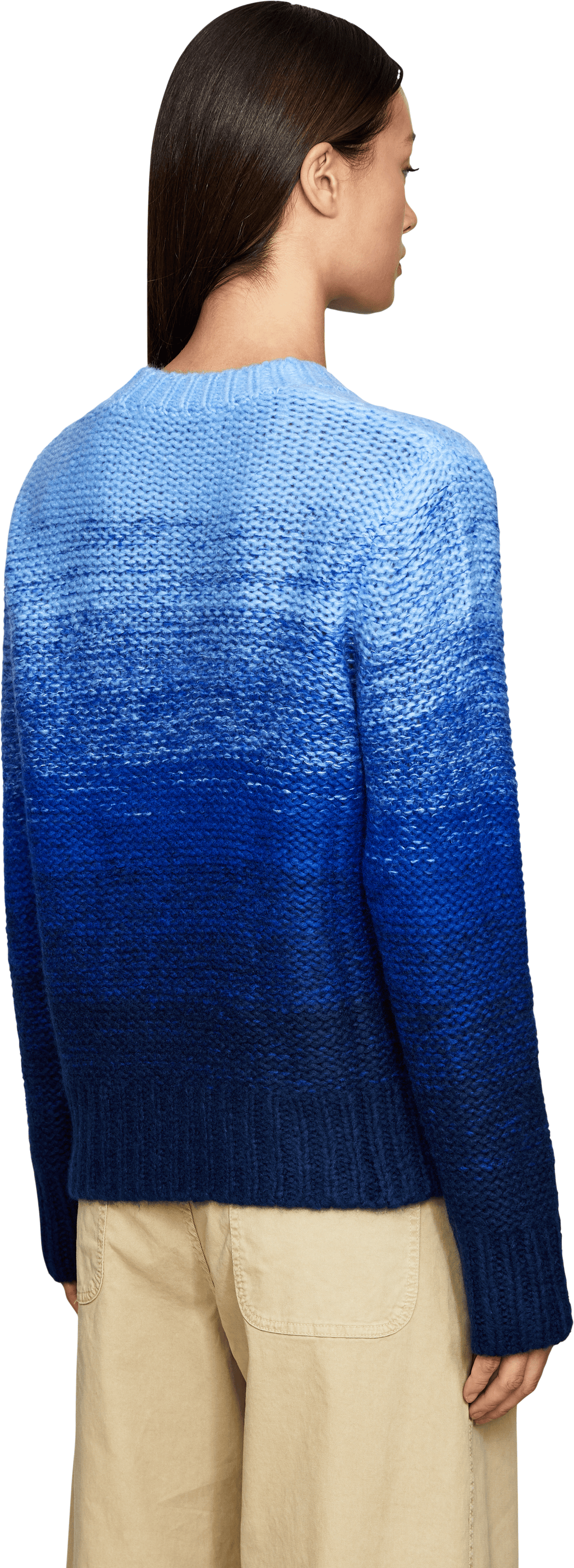 Iris von Arnim Cashmere-Seidenpullover 'RAINBOW DEGRADÉ 50' Marine/Azur, Rückansicht – UNGER.DE