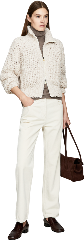 'Rockdale' short-sleeved cashmere jumper in taupe