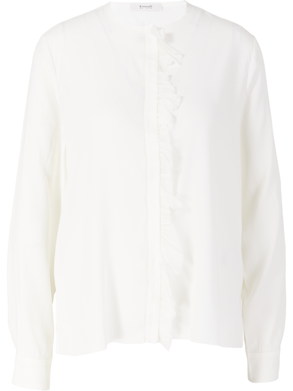 Seidenbluse mit Rüschen Crème