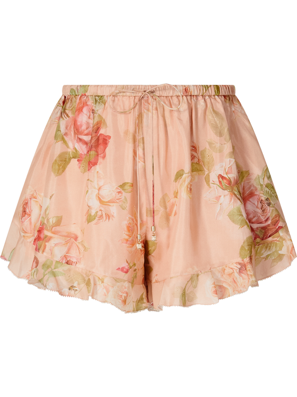 Floral silk shorts 'Roselight Frill' Multi