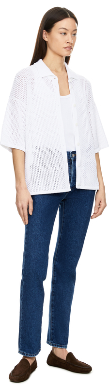 Hemd 'Bormio' mit Lochstruktur Bianco