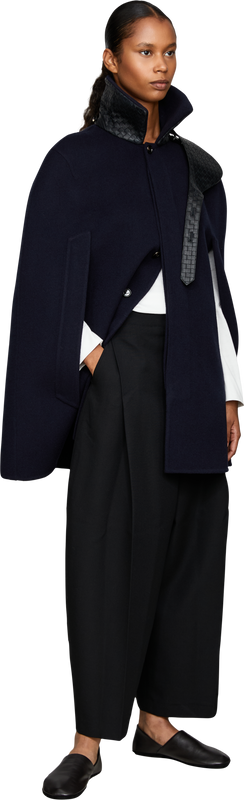 'Miami' wide-leg woollen trousers with pleats black