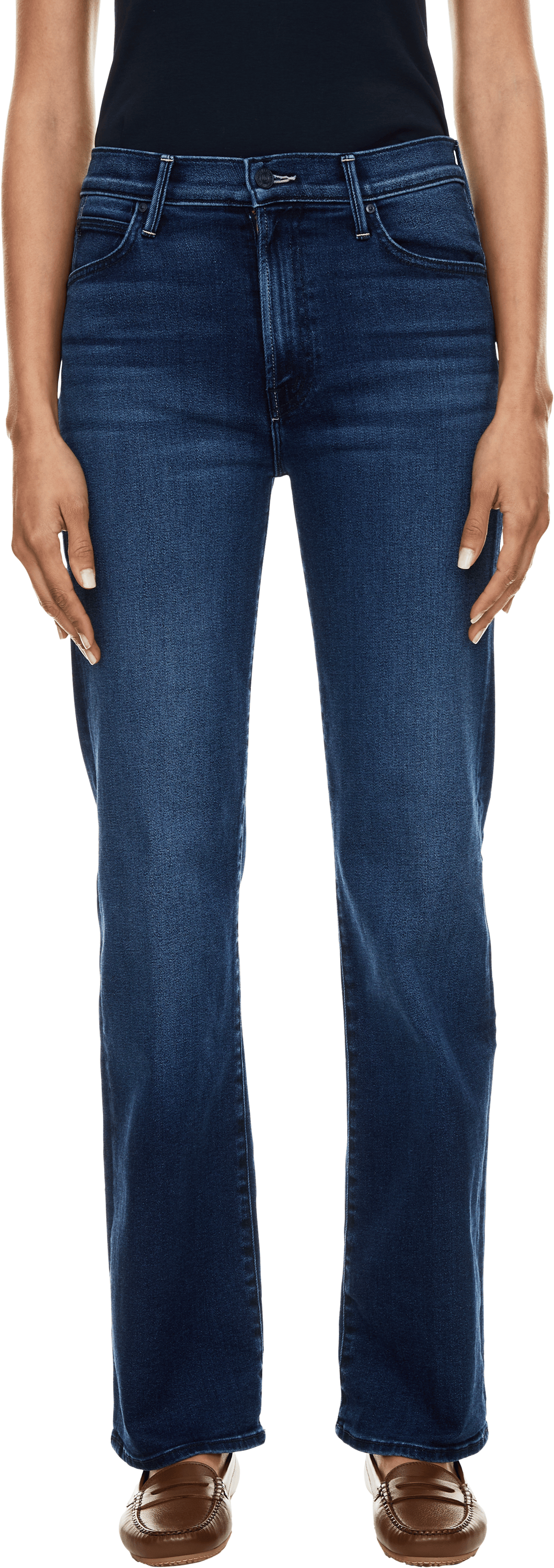 Mother Straight-Leg Jeans 'The Kick It' Mittelblau, Frontansicht – UNGER.DE