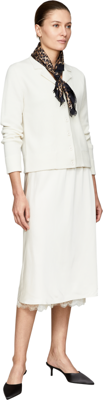 Strickjacke aus Wollmischgewebe Crème
