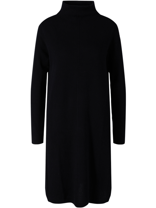 Wool-cashmere knitted dress with a stand-up collar black