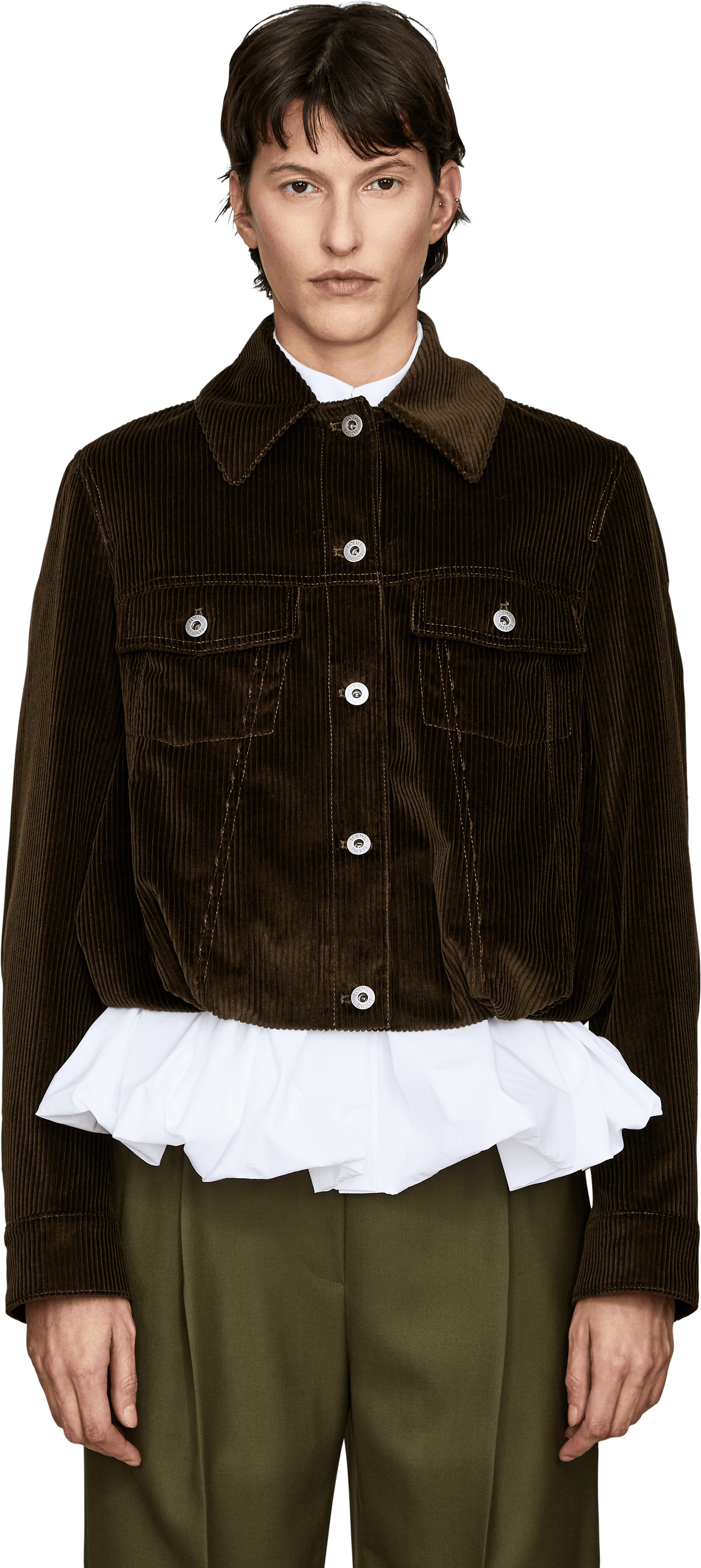 LOEWE Cropped Cordjacke Dunkelbraun, Frontansicht – UNGER.DE