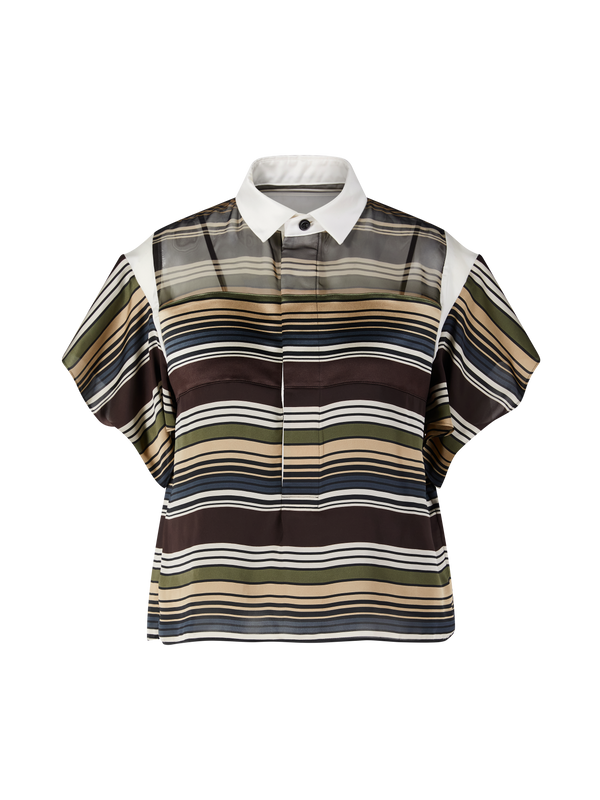 Gestreifte Bluse aus Organza und Satin Braun