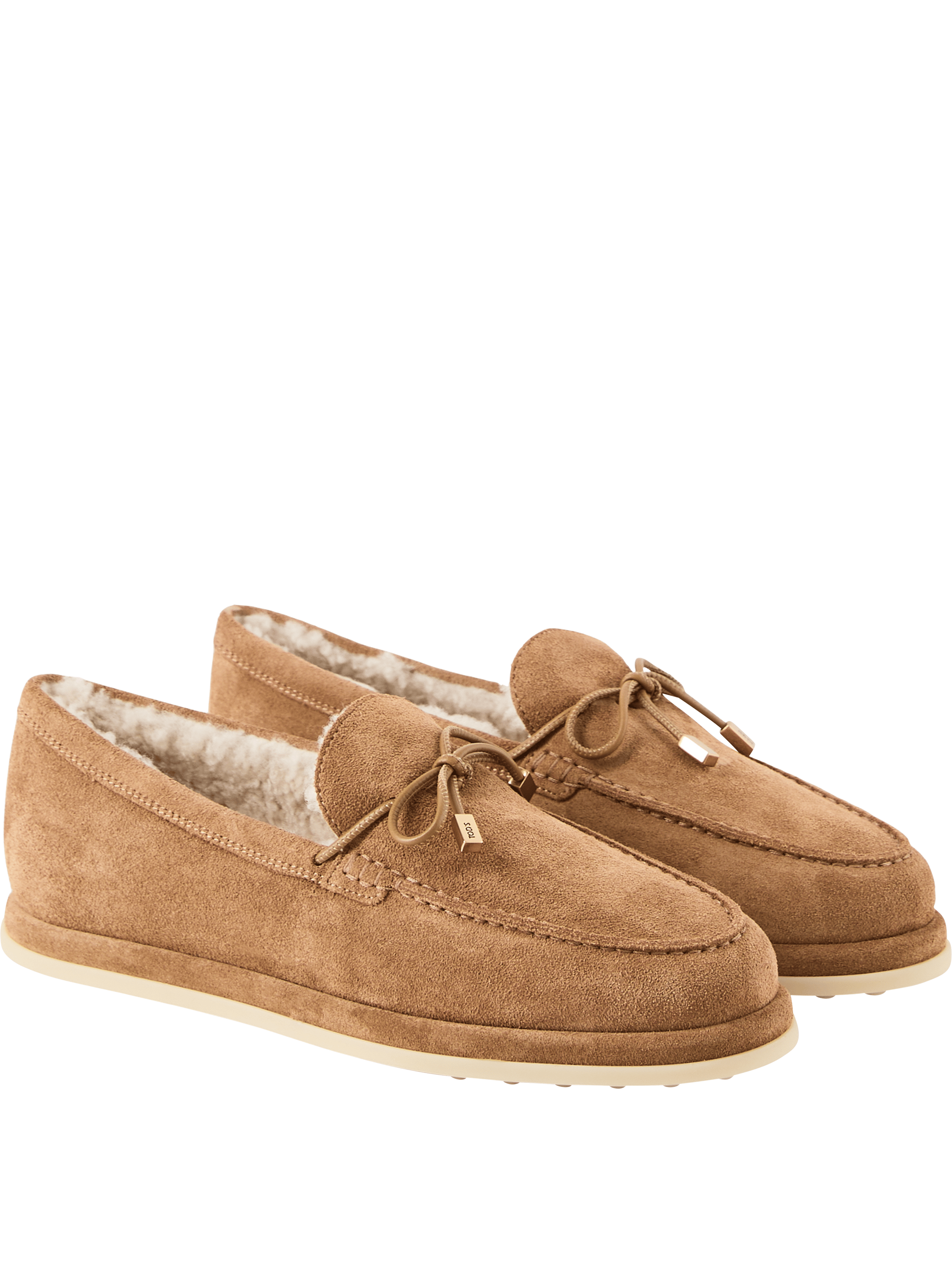 TOD'S Loafer aus Wildleder und Lammfellfutter Beige, Rückansicht – UNGER.DE