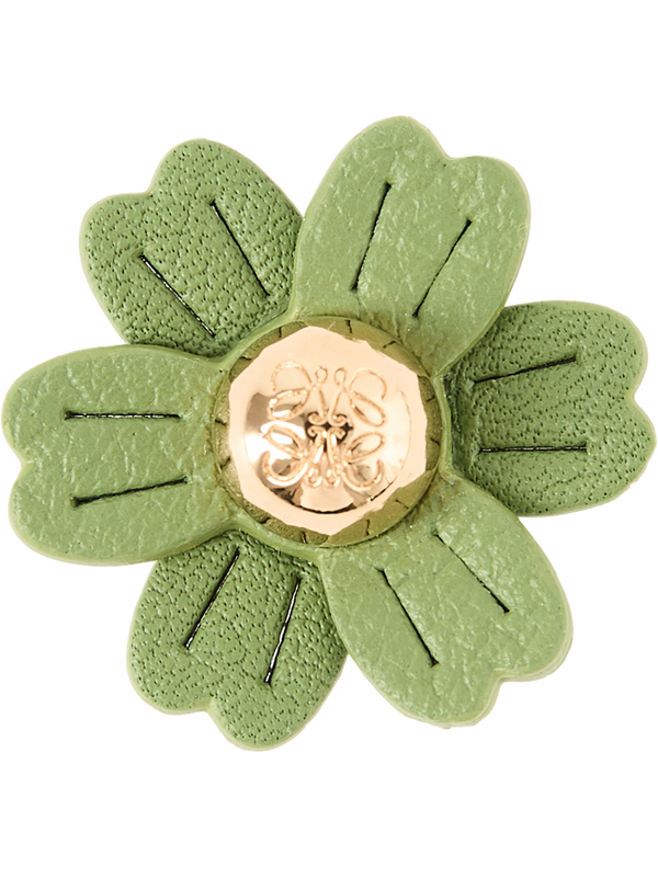 Blumen-Anstecker aus Kalbsleder Hellgrün